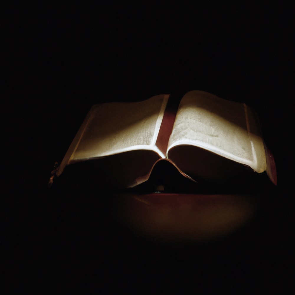 A bible in a dark room