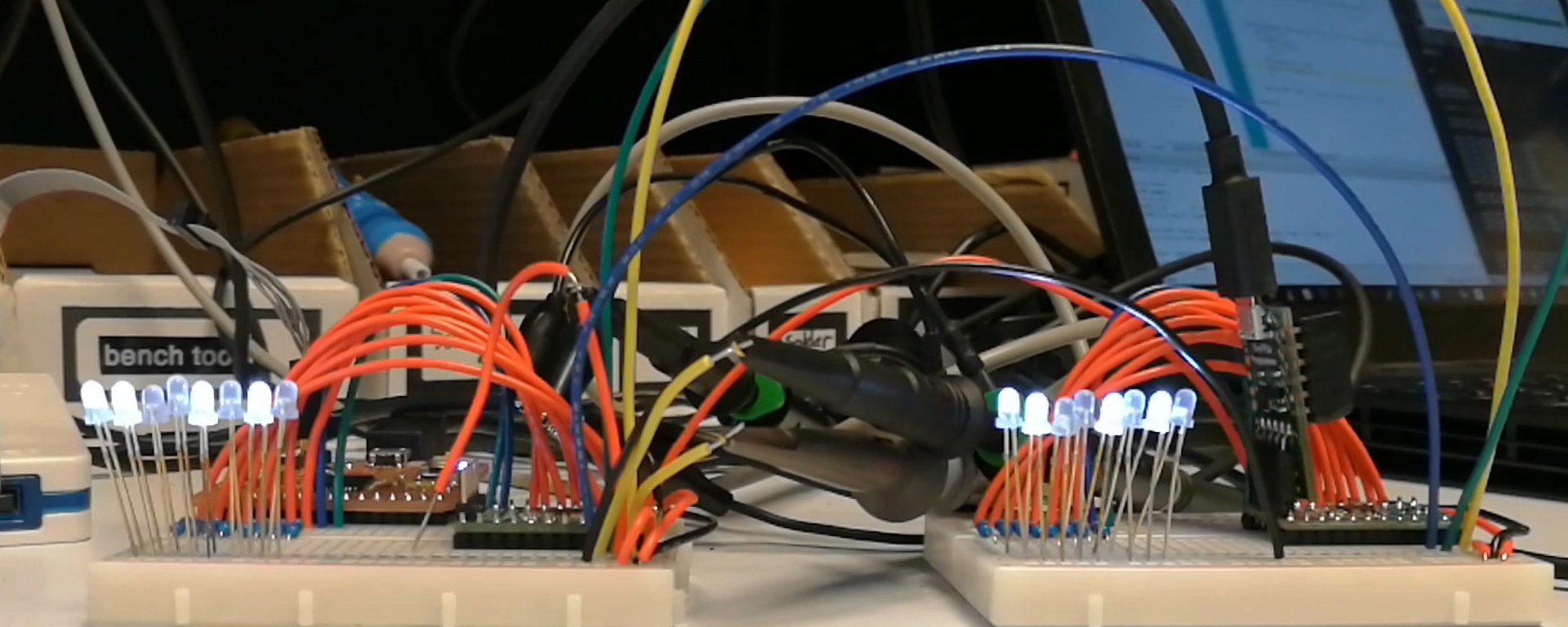 A physical network implemented on breadboards